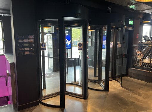 Security Revolving Doors at Luxe Fitness