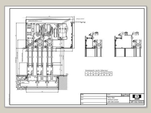 THERMCORD3, TSA, Vertical section with side screen