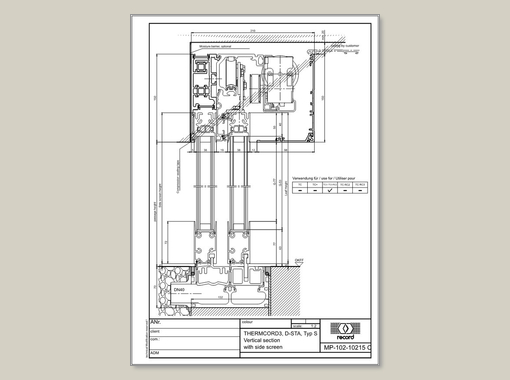 D-STA, Vertical section with side screen