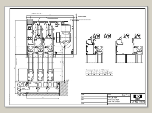 THERMCORD3, D-TSA, vertical section with side screen